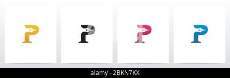 Pen Head On Letter Logo Design P Stock Vector