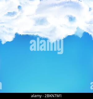 Vector seamless background realistic sky with white clouds on a blue mesh gradient.Horizontal seamless pattern of clouds on a blue background for Stock Vector