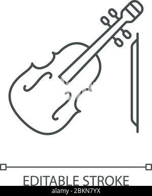Violin pixel perfect linear icon Stock Vector