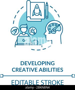 Developing creative abilities concept icon Stock Vector