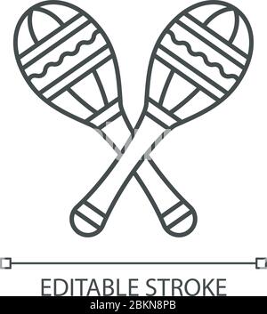Maracas pixel perfect linear icon Stock Vector