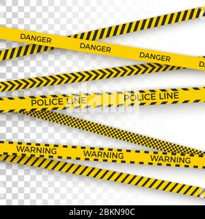 Police yellow tape. danger zone with line barrier. Warning strip. Vector Stock Vector