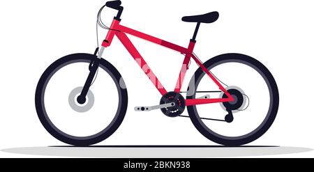 Red bicycle semi flat RGB color vector illustration Stock Vector