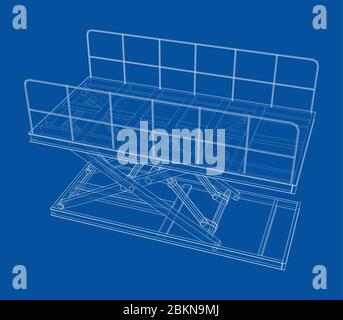 Scissors lift concept outline. Vector Stock Vector