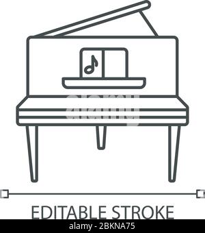 Grand piano pixel perfect linear icon Stock Vector