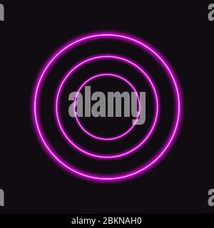 Neon vector circle with blurred halo, round empty frame, glowing star Stock Vector