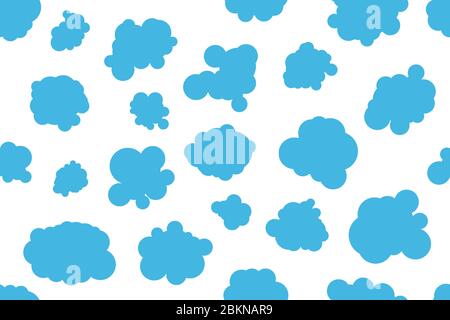 Hand drawn clouds white background, baby clouds seamless pattern for textile, fabric, sky cute vector illustration, doodle blue abstract wallpaper Stock Vector