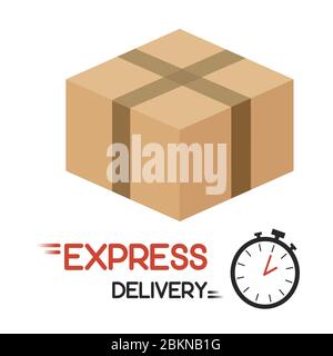 Express delivery icon. Fast shipping with timer with inscription on white background. Flat vector illustration EPS10. Stock Vector