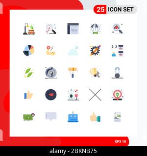 Set of 25 Modern UI Icons Symbols Signs for antivirus, process, search, creative, interface Editable Vector Design Elements Stock Vector