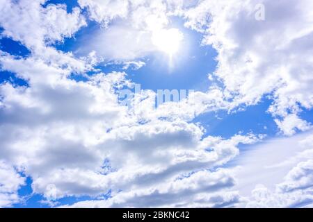 Light blue sky with cirrus clouds, may be used as background Stock Photo