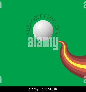 Golf Ball Icon and Golf Club text Isolated on Green Background Stock Vector