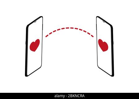 Sending love message concept on white. Stock Vector