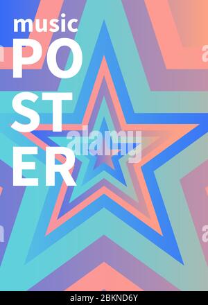 Poster with star, gradient music background, vertical cover for booklet or brochure, vector illustration Stock Vector