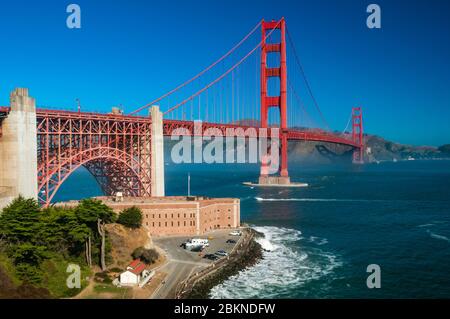 Fort Point and the Golden Gate Bridge looking toward Marin County. San Francisco, USA. Stock Photo