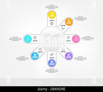 Creative circular infographics with 7 steps, parts, options. Vector design template. Can be used for business, banner, flow chart, info graph, timelin Stock Vector