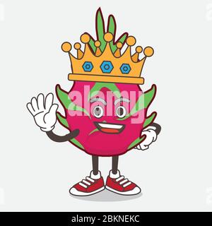 An illustration of Dragon Fruit cartoon mascot character stylized of King on cartoon mascot design Stock Vector