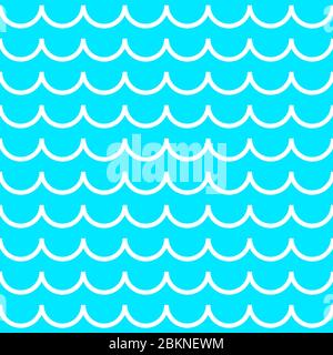Seamless wave pattern, abstract sea background, flat texture for fabric, ocean print, geometric wavy illustration Stock Vector