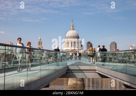 The Millennium Bridge with St Paul's Cathedral in the background.