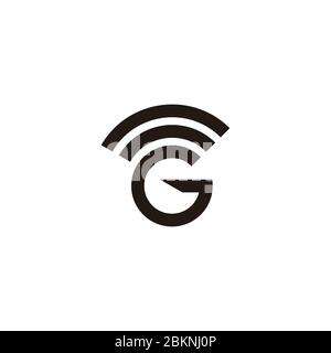 letter g simple geometric stripes signal symbol logo vector Stock Vector