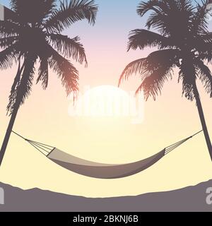 hammock between palm trees summer holiday design vector illustration EPS10 Stock Vector