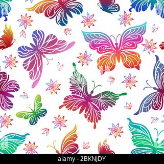 Butterflies, Seamless Pattern Stock Vector
