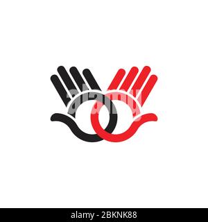 linked hand palm hi colorful symbol decoration vector Stock Vector