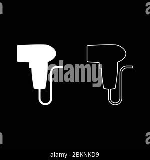 Hand scanner barcode held icon outline set white color vector illustration flat style simple image Stock Vector
