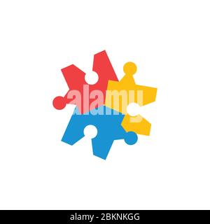 linked puzzle colorful logo vector Stock Vector