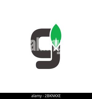 letter cj simple leaf tree symbol logo vector Stock Vector