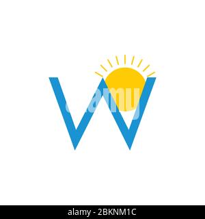 letter w sunrise design logo vector Stock Vector