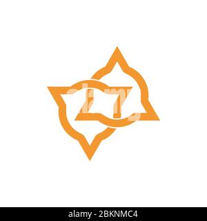 linked circle triangle object flat logo Stock Vector