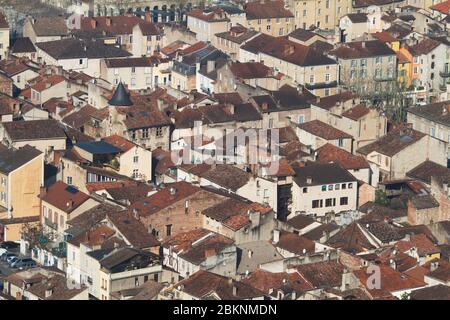 Cahors, Lot / France; Mar. 22, 2016. View of the city. Cahors was the capital of the ancient province of Quercy and a pilgrimage stage of the Camino d Stock Photo