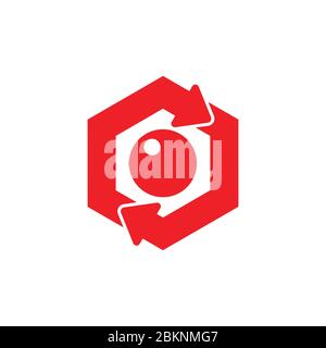circle hexagonal arrow cute eye design logo vector Stock Vector