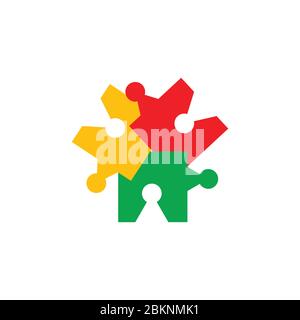 linked puzzle colorful logo vector Stock Vector