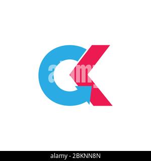 letter ck linked arrow simple logo vector Stock Vector