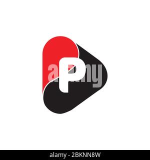 letter p symbol triangle curves logo vector Stock Vector