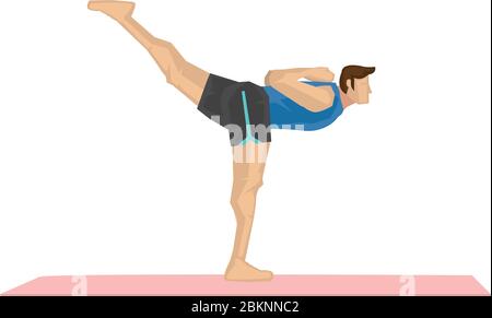 Illustration of a strong man practicing yoga with a unsupported swan pose.  Concept of yoga calmness, relaxation and wellness. Vector illustration  Stock Vector Image & Art - Alamy