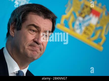 Munich, Germany. 05th May, 2020. Markus Söder (CSU), Minister President of Bavaria, will take part in a press conference after a meeting of the Bavarian cabinet. The focus of the meeting was the Corona crisis. Credit: Sven Hoppe/dpa/Alamy Live News Stock Photo