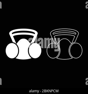 Respirator mask replaceable filter Personal protection safety dust absent equipment icon outline set white color vector illustration flat style Stock Vector