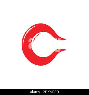 letter c curves flame design logo vector Stock Vector
