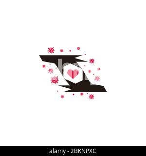 love hand care in pandemic virus symbol vector Stock Vector