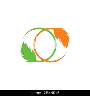 linked circle leaf logo vector Stock Vector