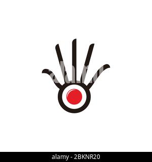 abstract hand palm circle linear symbol logo vector Stock Vector