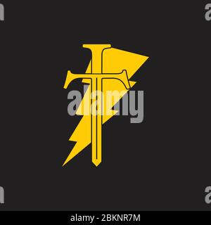 letter t thunder sword logo vector Stock Vector