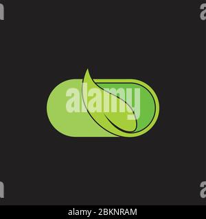 capsule leaf shape monogram natural medicine symbol logo vector Stock Vector