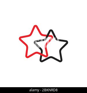 linked line geometric two star symbol logo vector Stock Vector