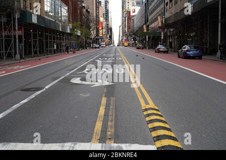 New York, USA. 19th Apr, 2020. A view of an empty 42nd street during the Covid -19 pandemic. Credit: Catherine Nance/SOPA Images/ZUMA Wire/Alamy Live News Stock Photo