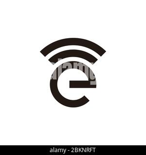 letter e simple geometric stripes signal symbol logo vector Stock Vector