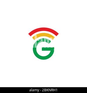 letter g simple geometric stripes signal symbol logo vector Stock Vector