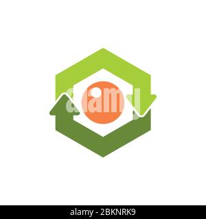 circle hexagonal arrow cute eye design logo vector Stock Vector
